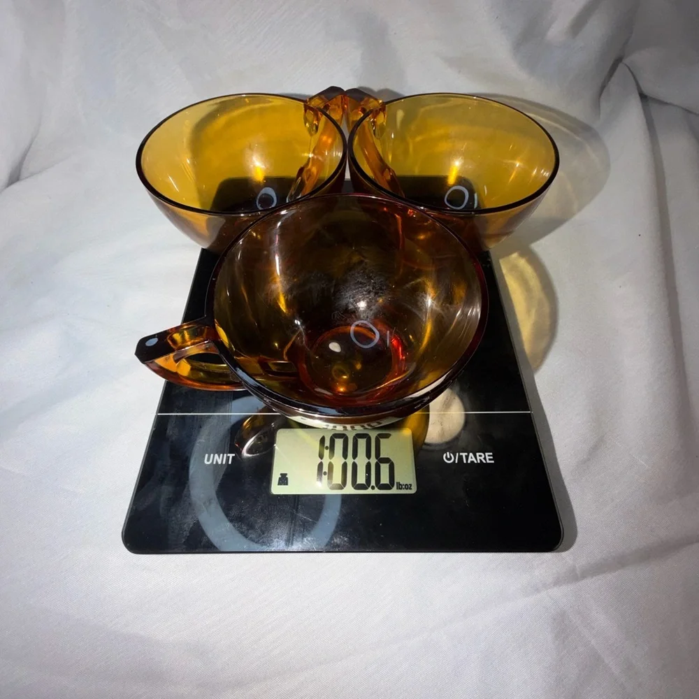 3 MCM Vintage Amber Glass Tea/Punch Cups - Picture 9 of 11